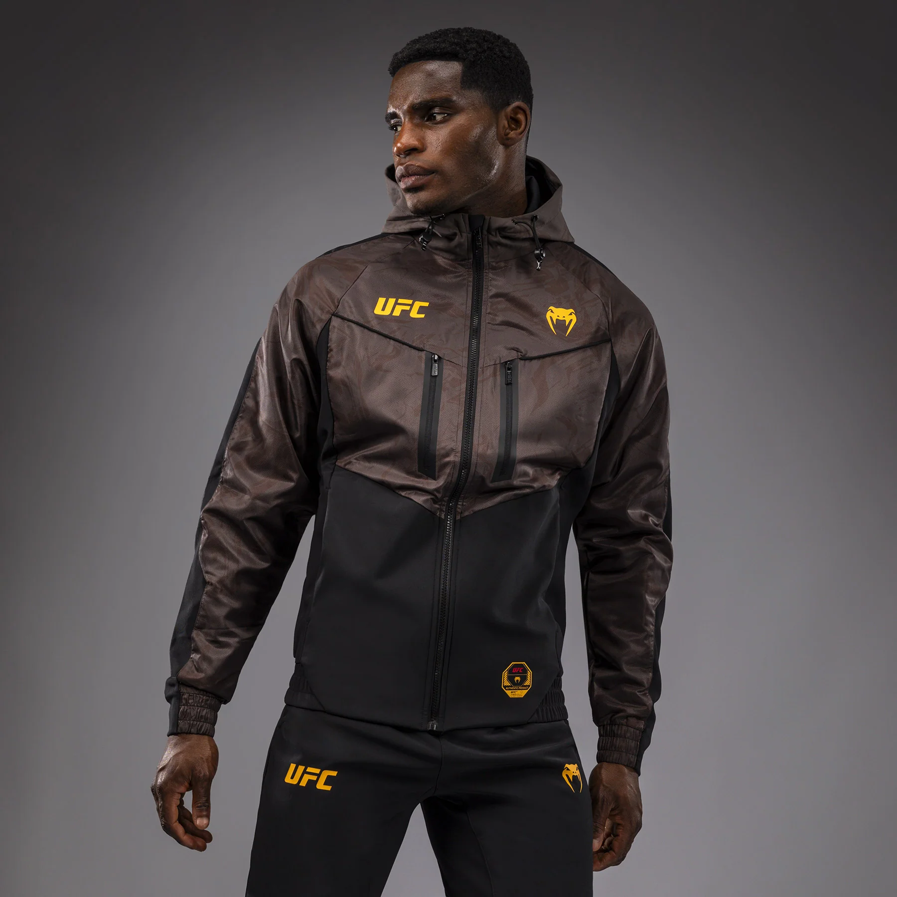 Veste à Capuche Zippé pour Hommes UFC Fusion by Venum Fight Week - Marron Terrestre