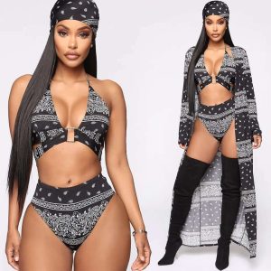 Bikini imprimé bandana + kimono