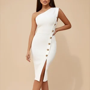 Robe bandage à boutons dorés