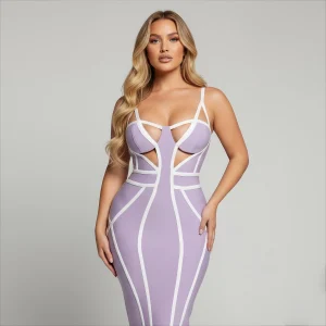 Robe bandage lila et blanche