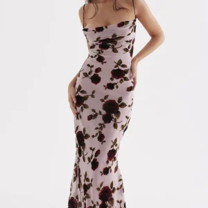 Robe dos nu rose à fleurs