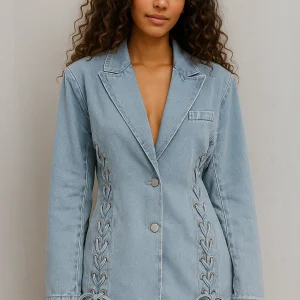 Blazer en denim bleu