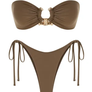 Bikini bandeau avec anneau dorée